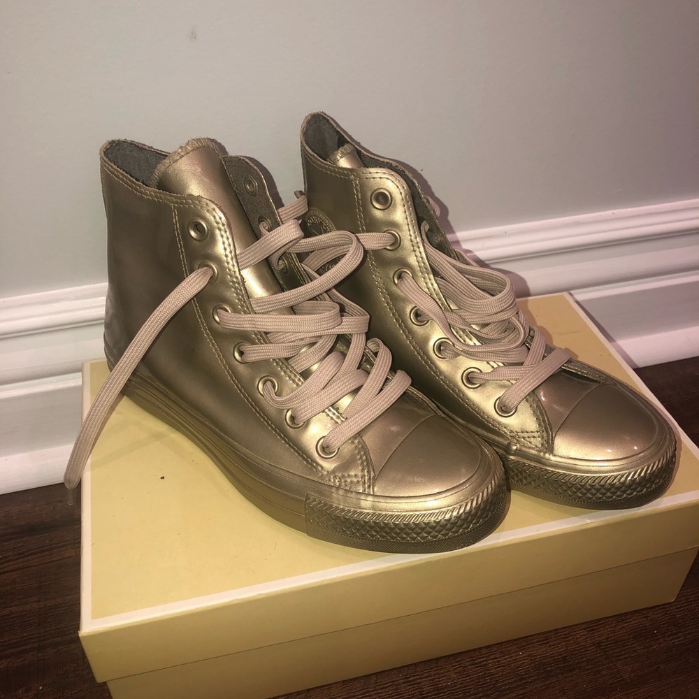 Converse gold sneakers